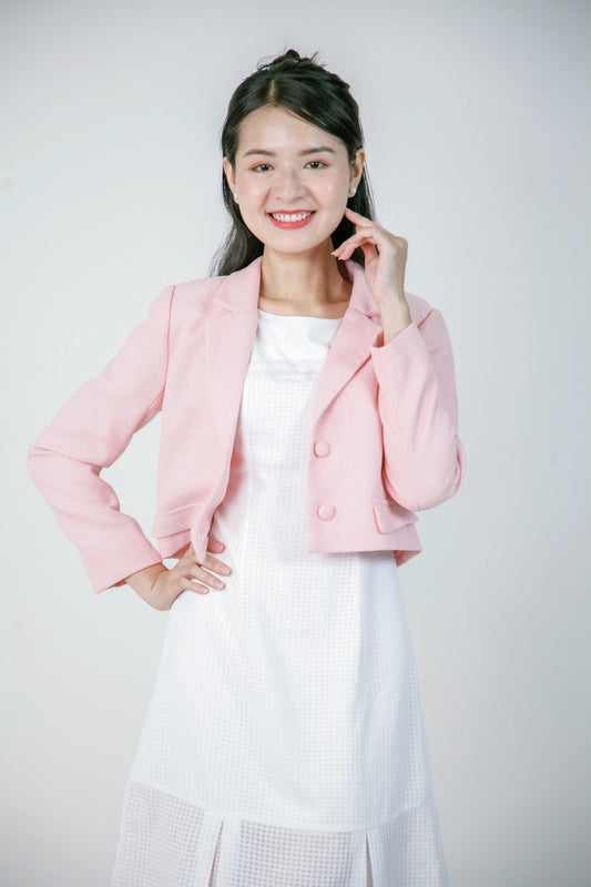 Veste courte rose poudré